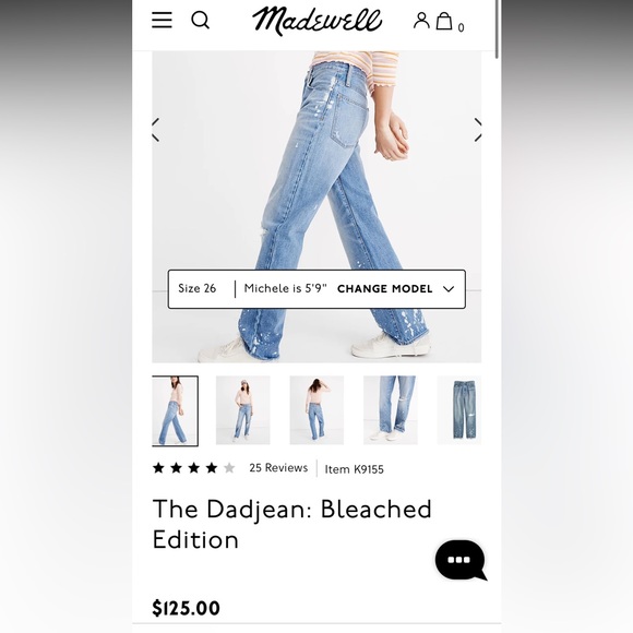 NWT Madewell The Dadjean Denim Jeans Bleached Edition size 27 - Picture 5 of 16